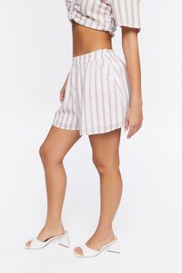 WHITE/SAFARI Striped Cotton Shorts, image 3