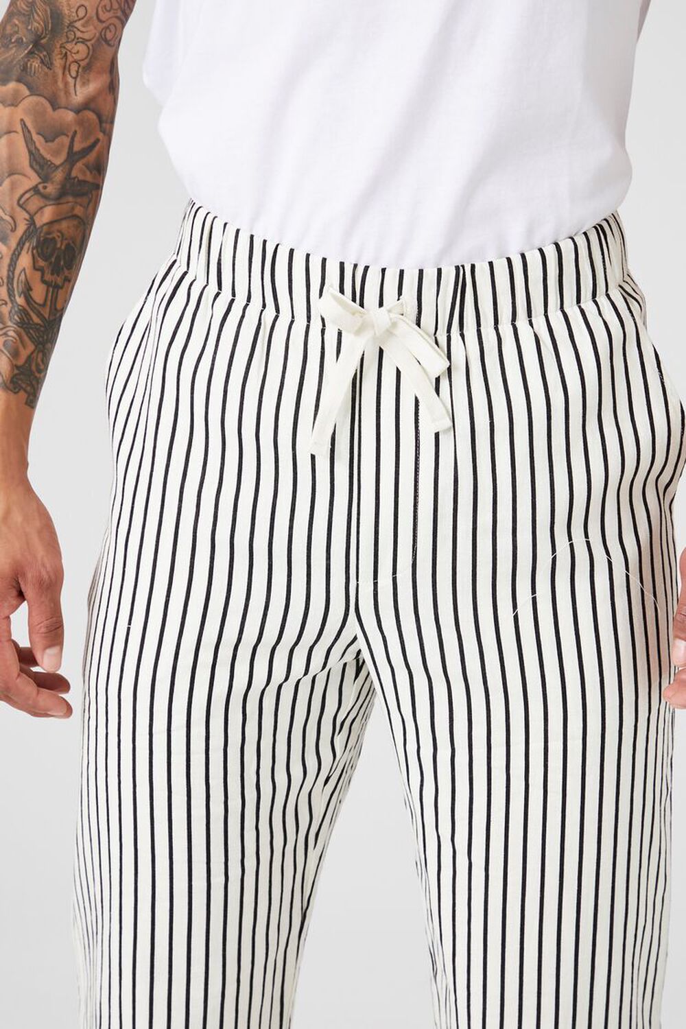 Striped Linen-Blend Pants