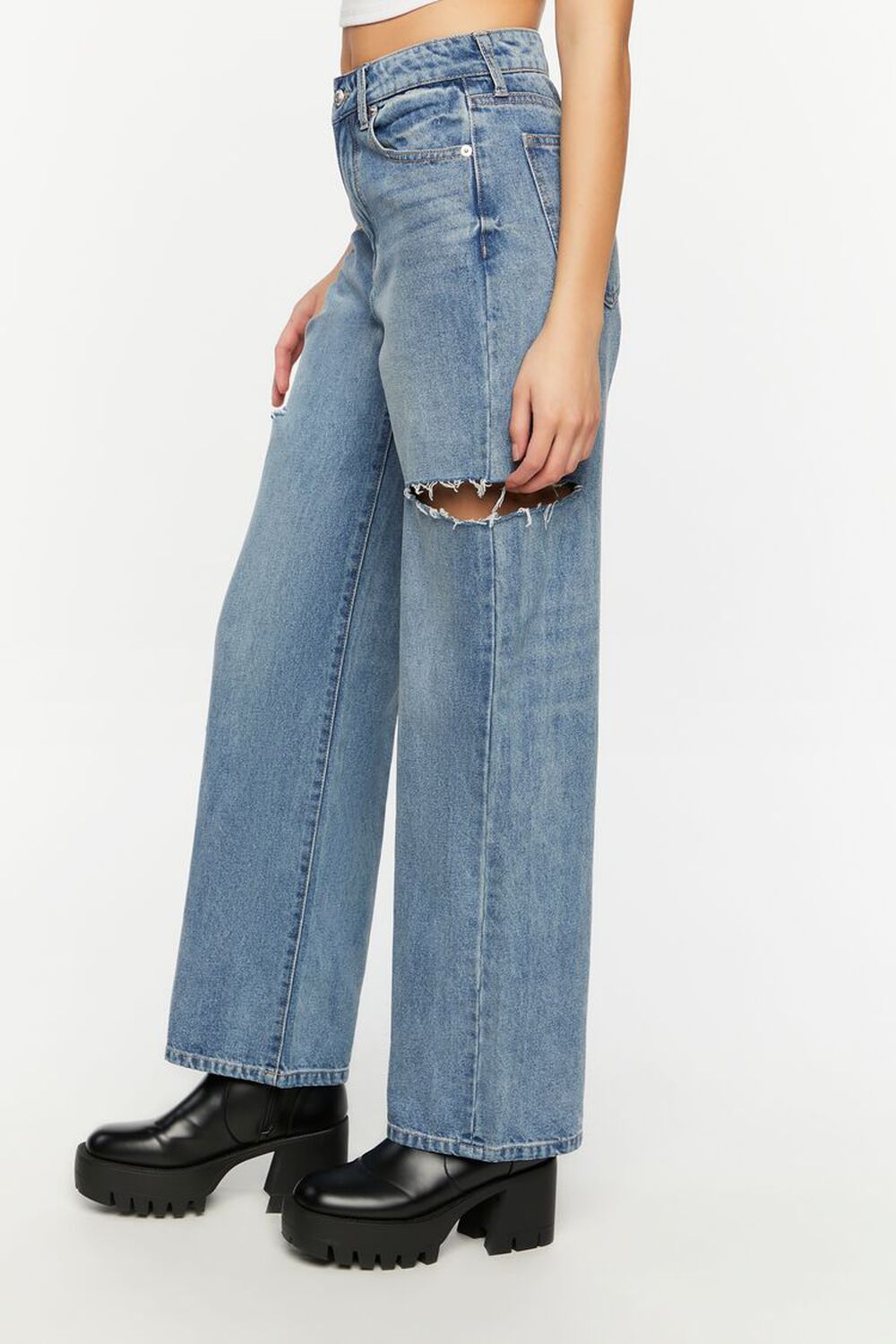 MEDIUM DENIM Split High-Rise 90s-Fit Jeans, image 2