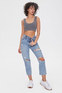 CHARCOAL French Terry Crop Top, image 4