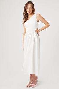 IVORY One-Shoulder Cutout Midi Dress, image 4