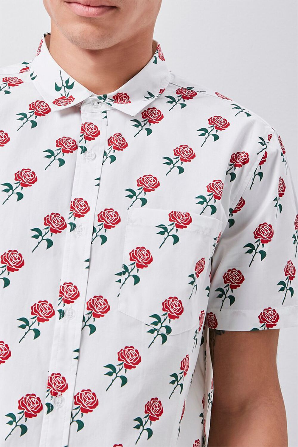 Rose Print Pocket Shirt