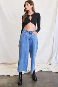 BLACK Cutout Twisted Crop Top, image 4