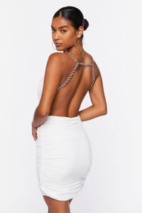 WHITE Ruched Open-Back Mini Dress, image 3
