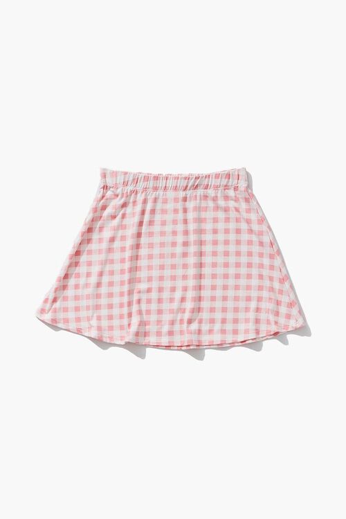 WHITE/PINK Girls Gingham Skirt (Kids), image 1