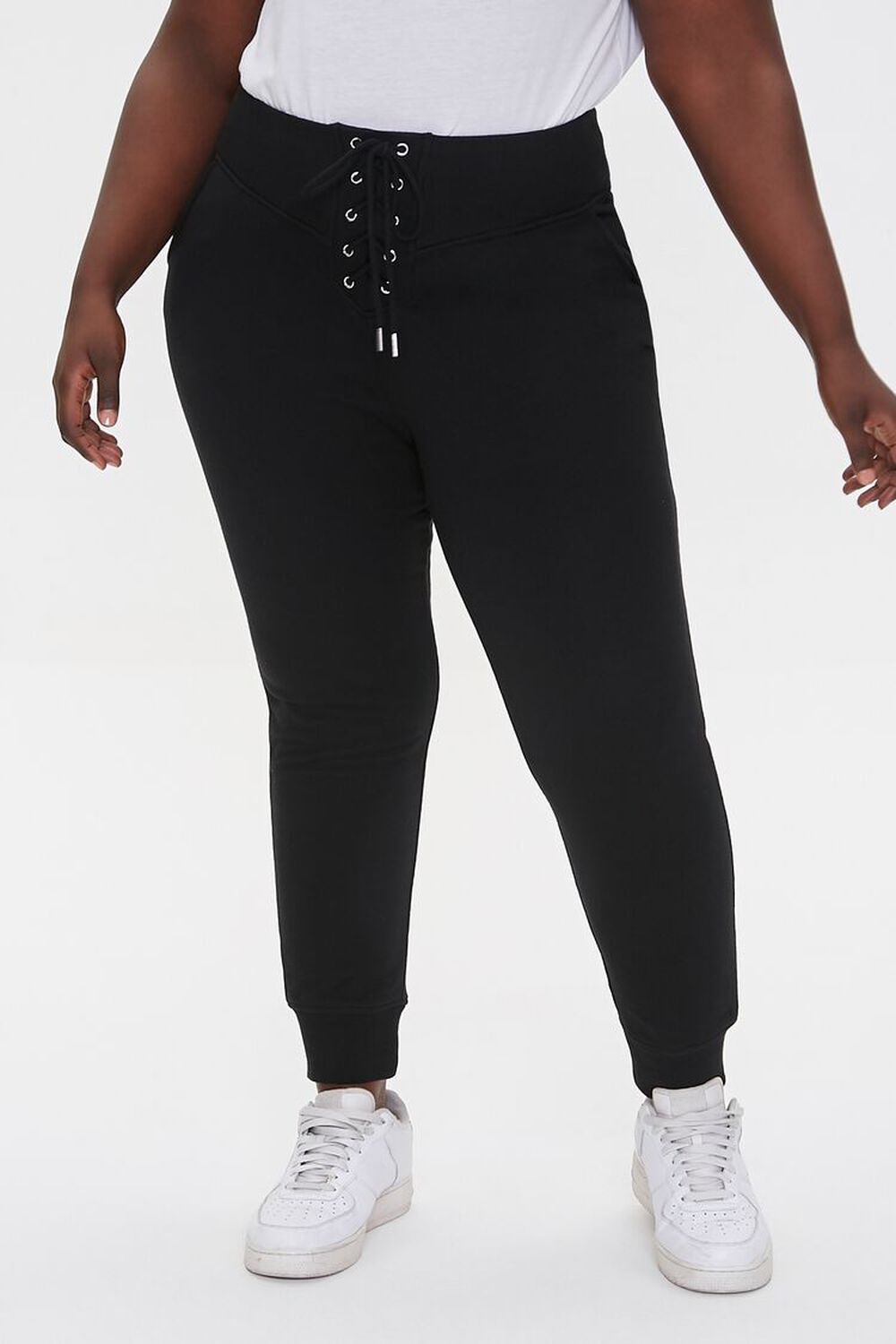 BLACK Plus Size French Terry Joggers, image 2