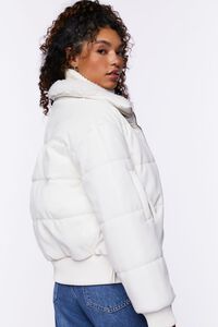 CREAM Faux Leather Zip-Up Puffer Jacket, image 3