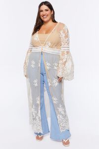 NUDE/CREAM Plus Size Embroidered Duster Kimono, image 4