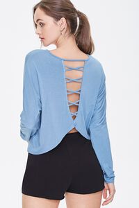 DUSTY BLUE Active Caged-Back Top, image 1