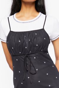 BLACK/WHITE Star Print Mesh Mini Dress, image 5