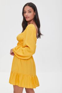 GOLD Twill Peasant-Sleeve Mini Dress, image 2