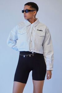 WHITE/BLACK FUBU Toggle-Hem Cropped Jacket, image 1