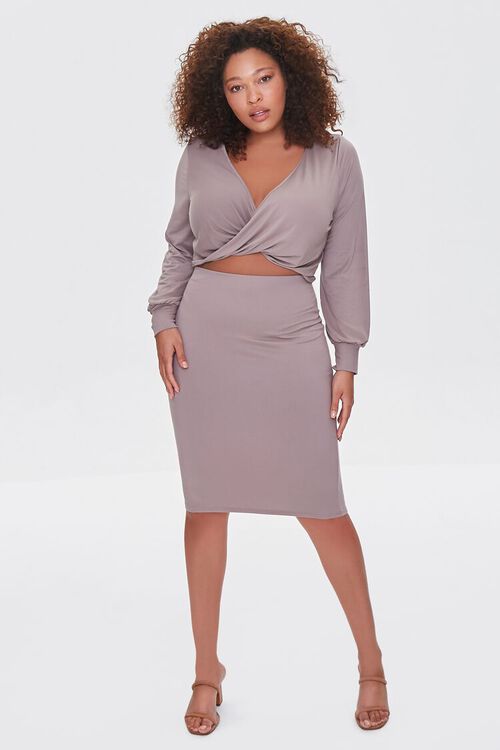 MOCHA Plus Size Twisted Top & Skirt Set, image 4