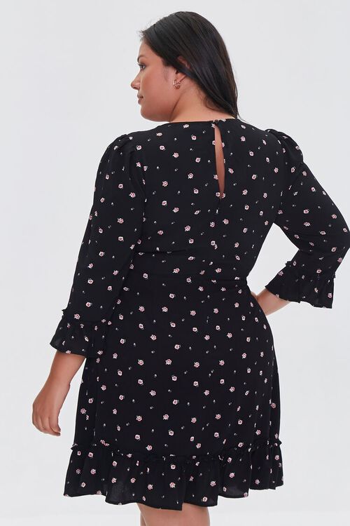 BLACK/MULTI Plus Size Recycled Ditsy Floral Dress, image 3