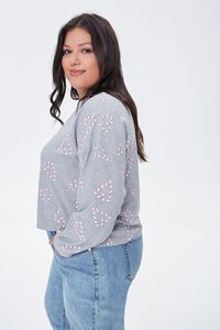 HEATHER GREY/MULTI Plus Size Candy Cane Heart Top, image 2
