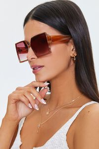 RUST/PINK Tinted Square Sunglasses, image 2