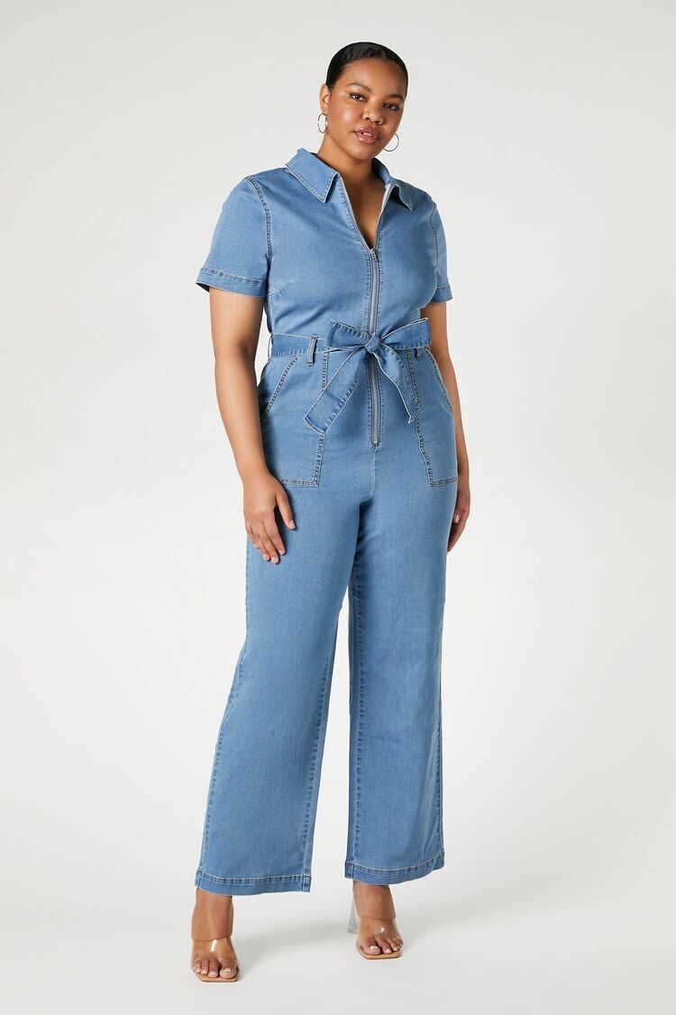 Plus Size Women Blue Jean Jumpsuit | ILLIAN's FASHIONISTA BOUTIQUE