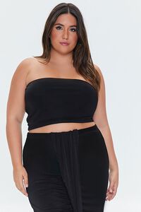 BLACK Plus Size Tube Top & Maxi Skirt Set, image 4