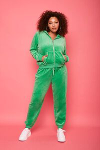 GREEN/SILVER Plus Size Juicy Couture Velour Zip-Up Jacket, image 4