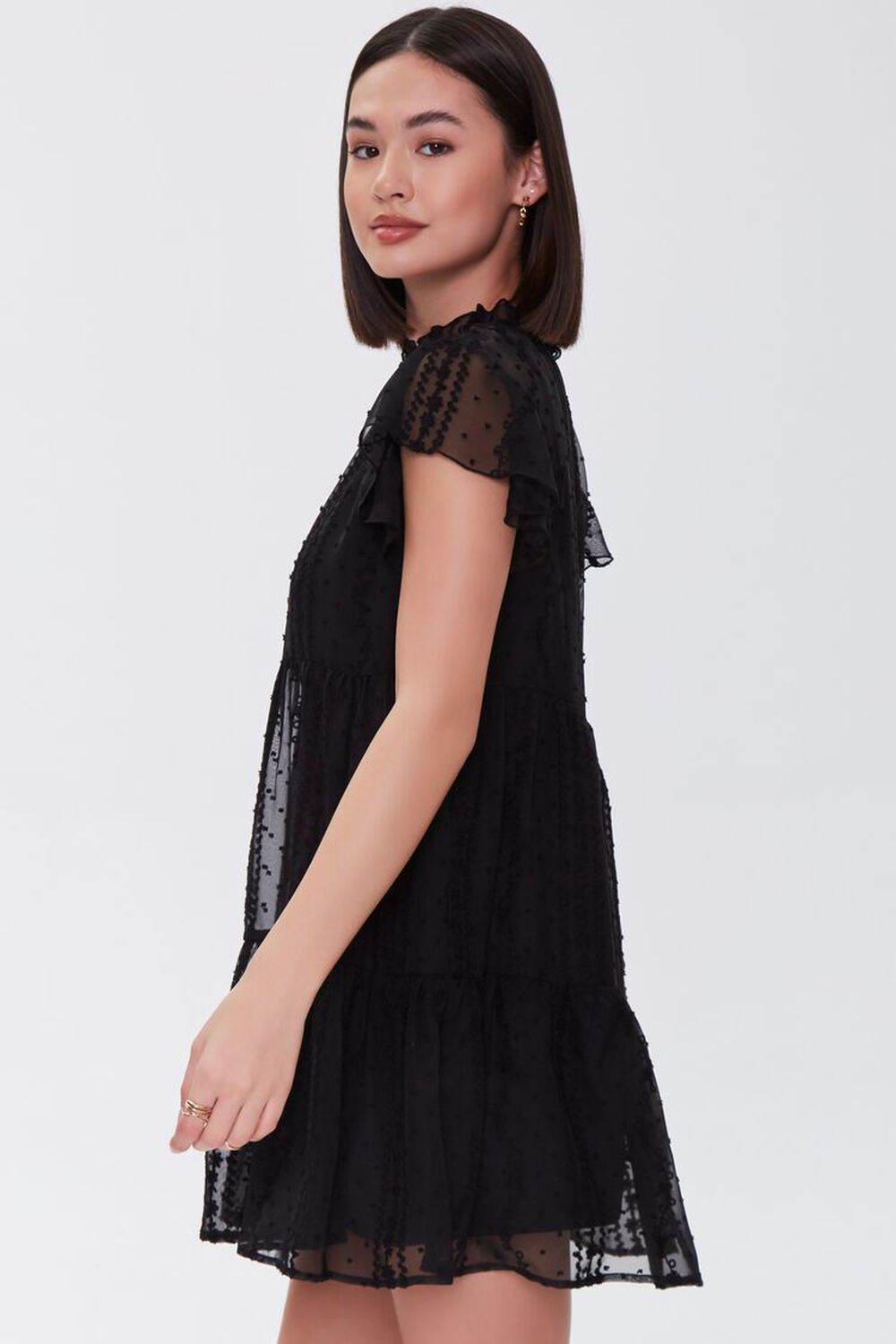 BLACK Lace Trapeze Mini Dress, image 2