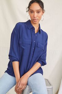 NAVY High-Low Buttoned Shirt, image 5