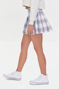 WHITE/GREY Pleated Plaid Mini Skirt, image 3