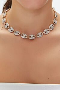 CLEAR/GOLD Rhinestone Chunky Chain Necklace, image 1