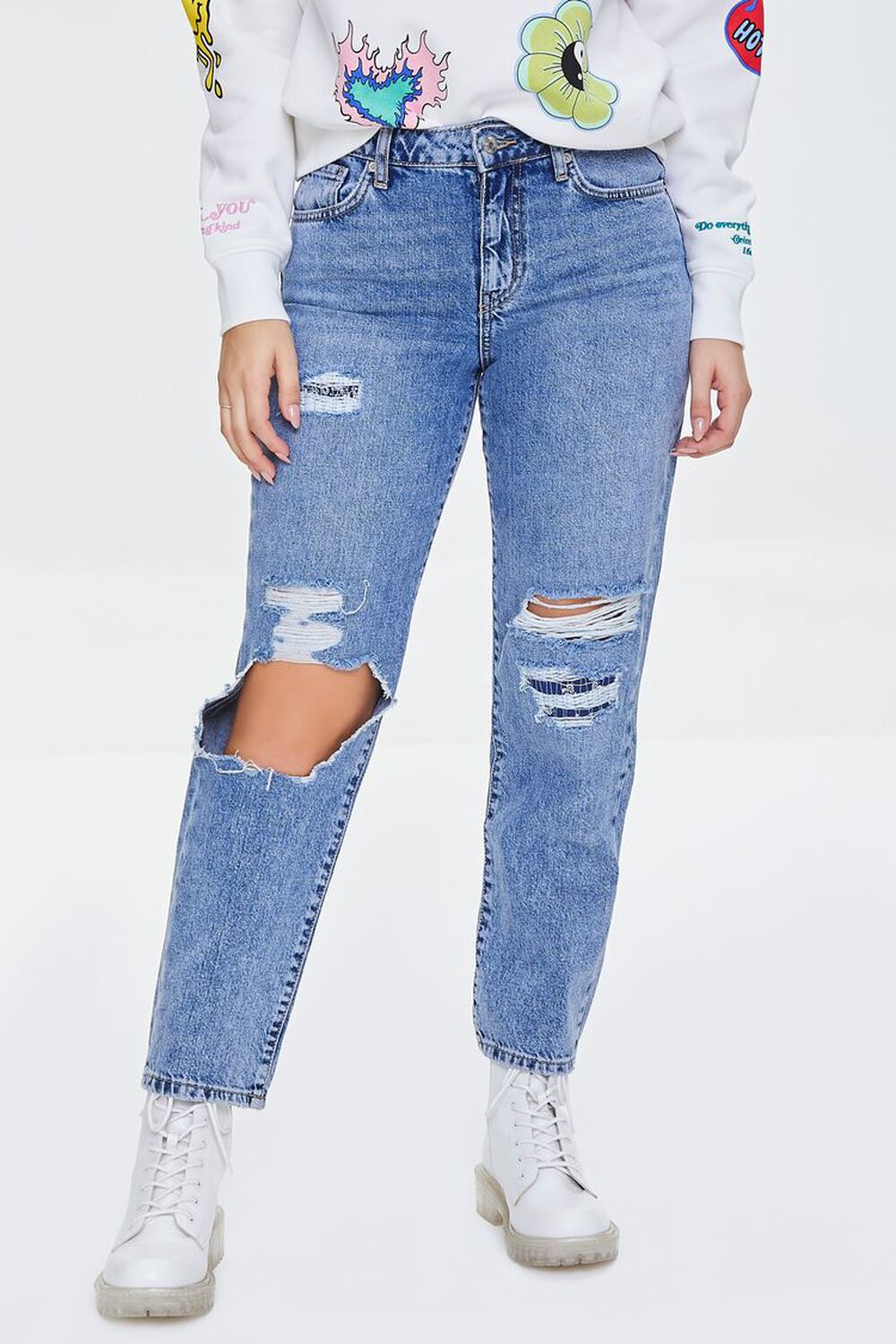 Distressed Straight-Leg Jeans, image 2