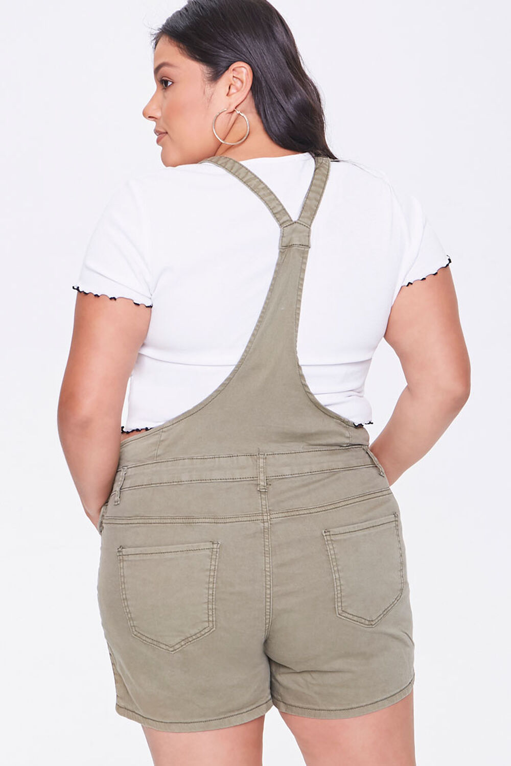 OLIVE Plus Size Distressed Overall Shorts, image 3