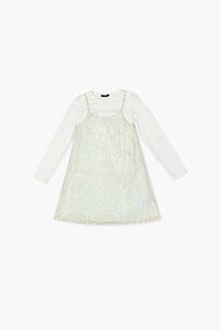 WHITE/CREAM Girls Sequin Dress & Tee Set (Kids), image 1