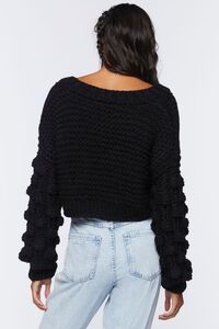 BLACK Cropped Chunky Knit Sweater, image 4