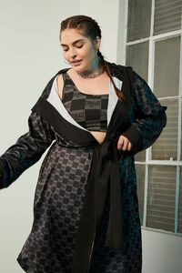 GREY/BLACK Plus Size Checkered Everlast Robe, image 2