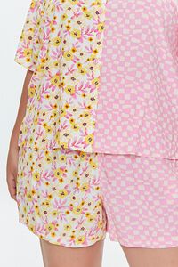 YELLOW/PINK Plus Size Reworked Checkered Shorts, image 6