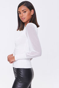IVORY Sweater-Knit Ruched Top, image 2