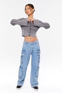 CHARCOAL Ribbed Bell-Sleeve Crop Top, image 4