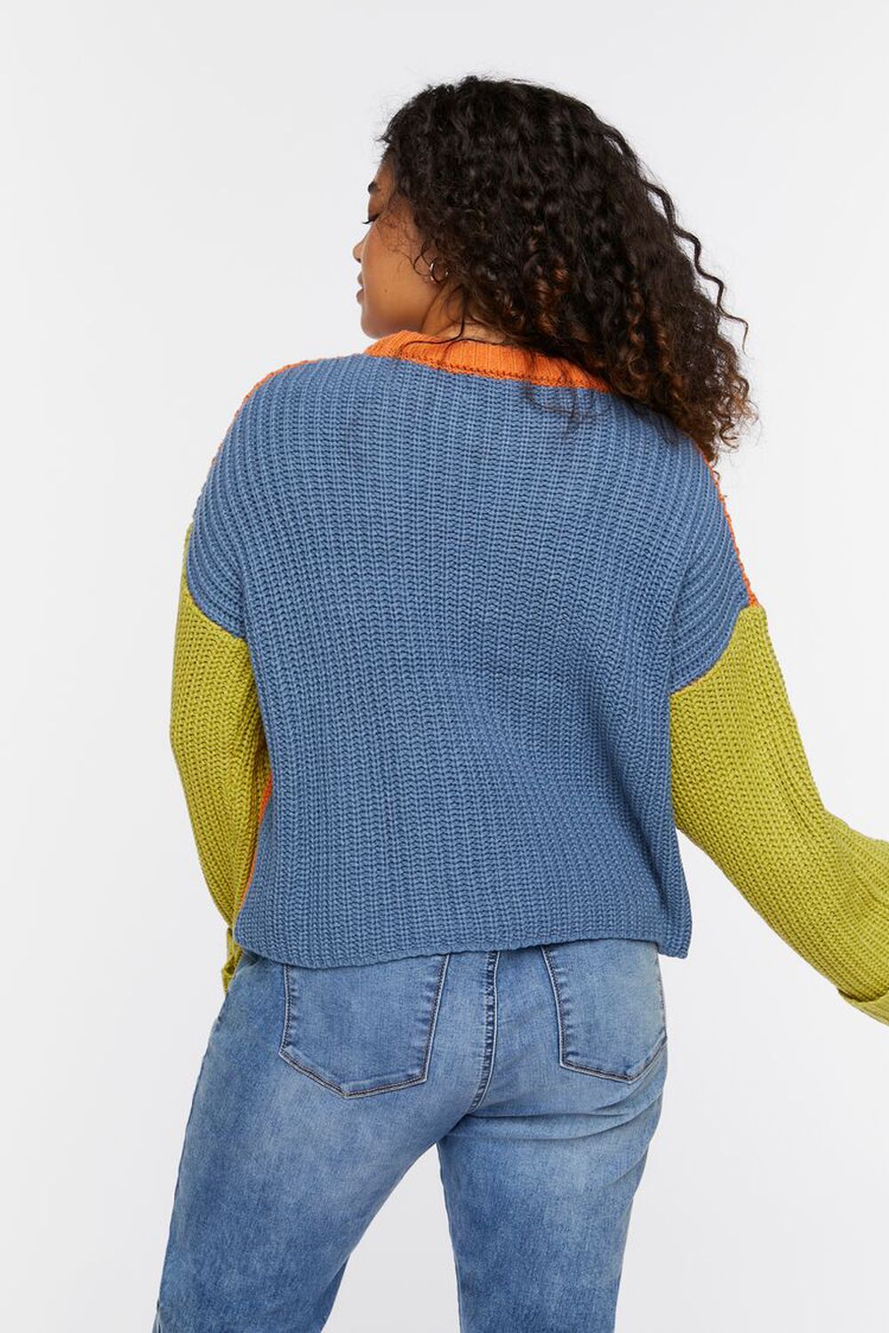 APRICOT/MULTI Plus Size Colorblock Sweater, image 3