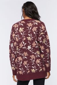 BURGUNDY/MULTI Floral Print Cardigan Sweater, image 3