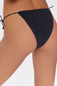 BLACK Ribbed String Bikini Bottoms, image 3