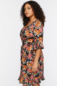 BLACK/MULTI Plus Size Floral Print Mini Dress, image 2