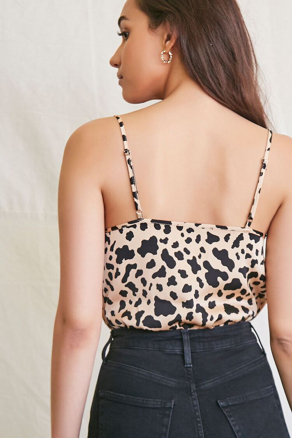 TAN/BLACK Leopard Print Cami Bodysuit, image 3