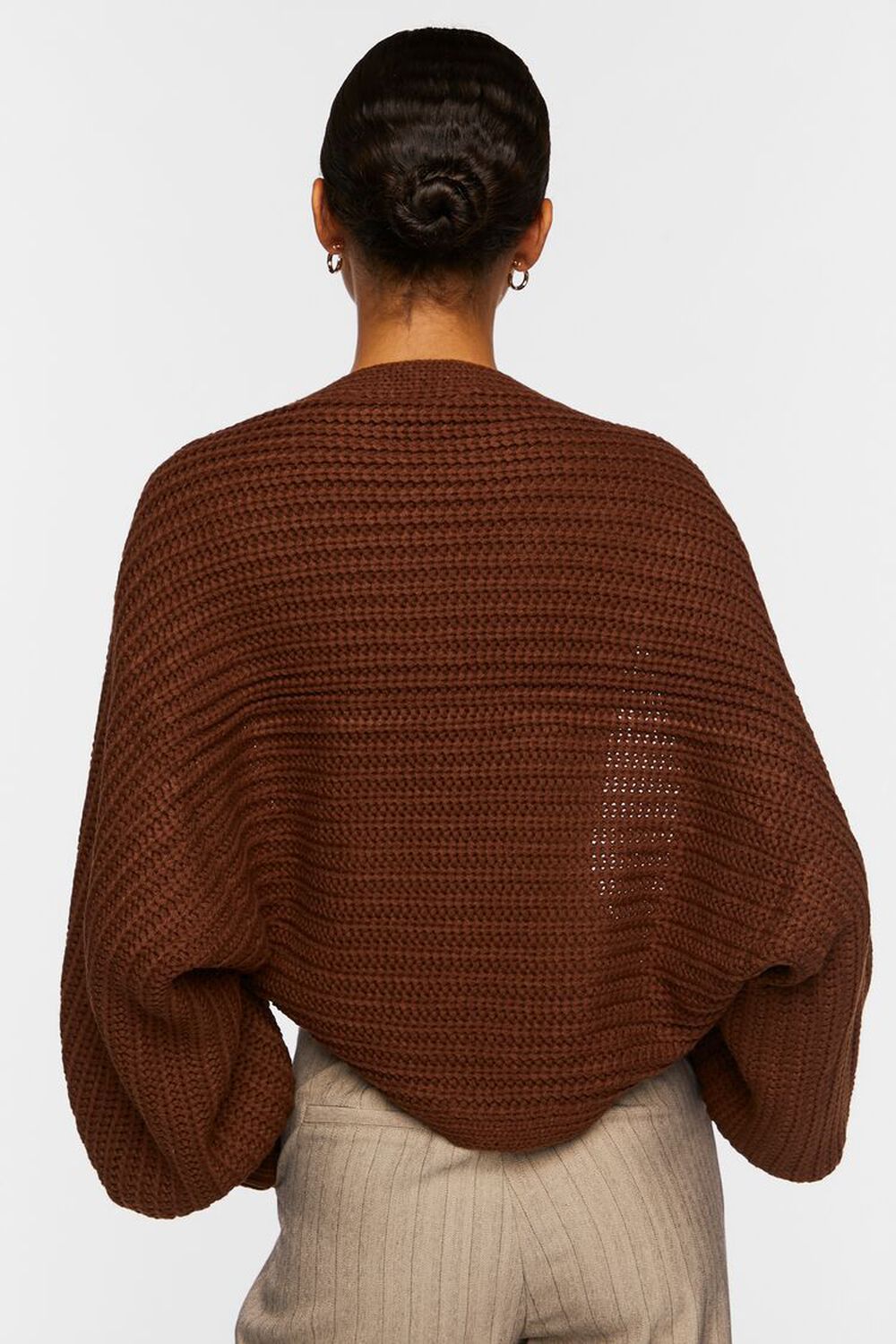 BROWN Batwing Open-Front Cardigan Sweater, image 3