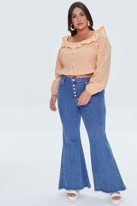 MEDIUM DENIM Plus Size Frayed Flare Jeans, image 1