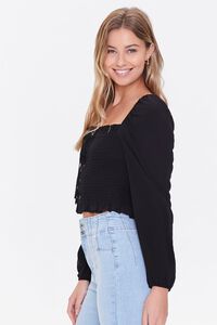 BLACK Smocked Lace-Up Top, image 2