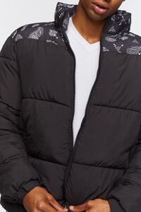 BLACK/WHITE Paisley Print Puffer Jacket, image 5