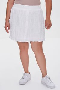 IVORY Plus Size Tiered Buttoned Mini Skirt, image 2