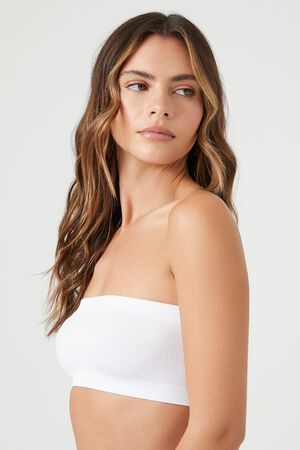 Forever 21 Women's Ruched Sweetheart Bandeau Bra in Almond, XL