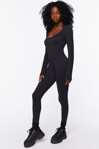 BLACK Seamless Ribbed Jumpsuit, image 2