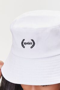 WHITE/BLACK Embroidered Spoiled Bucket Hat, image 2