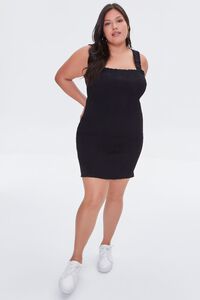BLACK Plus Size Smocked Bodycon Dress, image 4