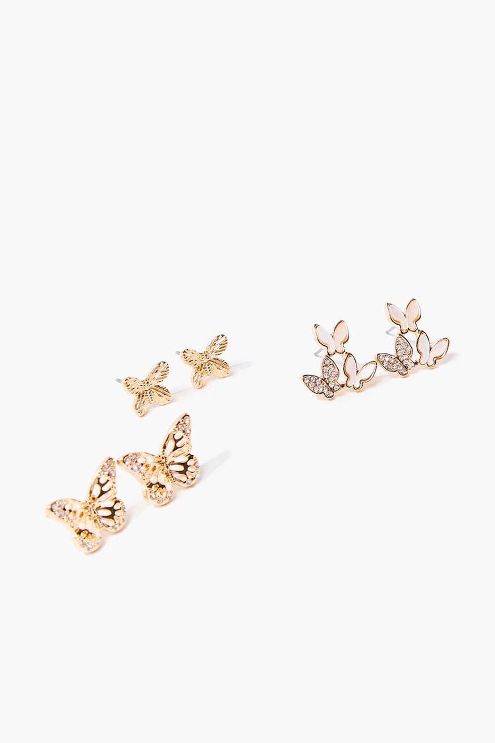 GOLD Butterfly Charm Stud Earring Set, image 1